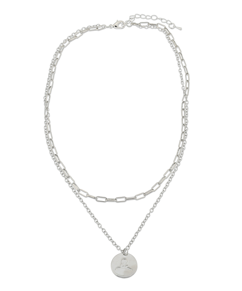 Primary image St. Jude Double Chained Necklace – Silver